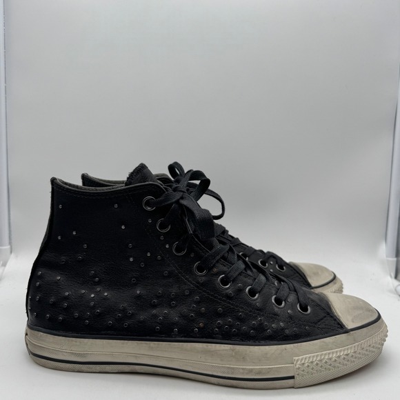 Converse john Varvatos Mini Stud Hi All Star Black Leather Studded High Top 9.5